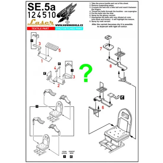 Hgw 124510 1/24 Seatbelts For Se.5a Accessories Kit High Quality Detail Set