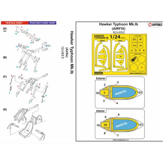 Hgw 124803 1/24 Seatbelts And Mask For Hawker Typhoon Mk.ib Basic Line Airfix