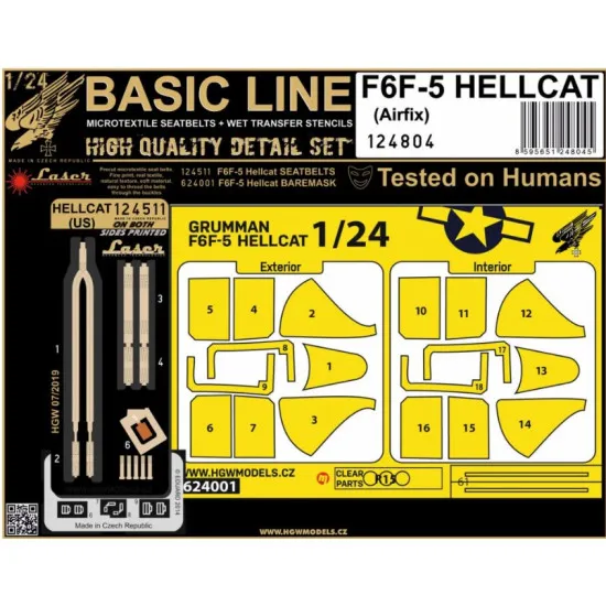 Hgw 124804 1/24 Seatbelts And Mask For F6f-5 Hellcat Microtextile Basic Line For Airfix