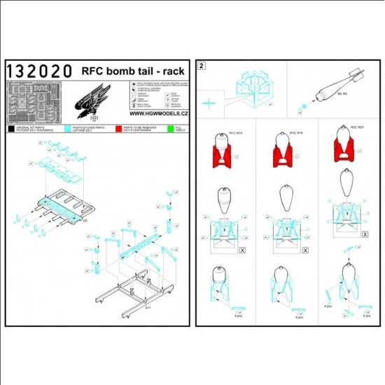 Hgw 132020 1/32 R.f.c. Bomb Tail-rack Photo-etched Set For Wingnut Wings