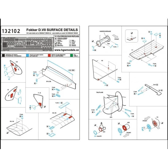Hgw 132102 1/32 Fokker D.vii Set Photo-etched Set For Wingnut Wings
