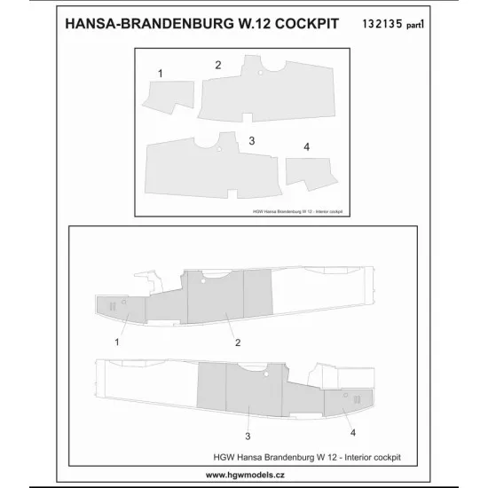 Hgw 132135 1/32 Hansa-brandenburg W.12 Photo-etched Parts For Wingnut Wings