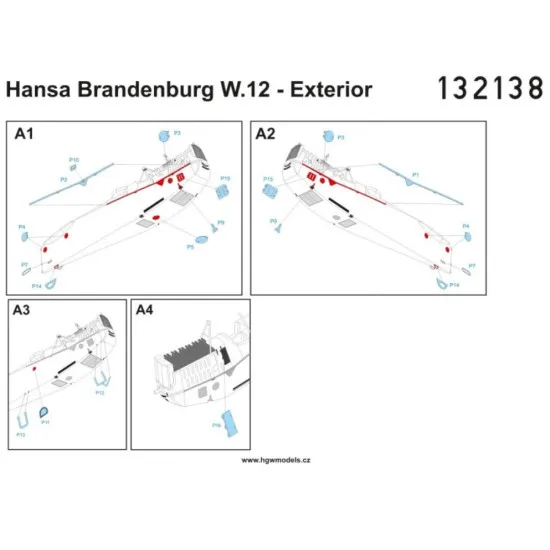 Hgw 132149 1/32 Hansa-brandenburg. W.12 Super Detail Set For Wingnut Wings