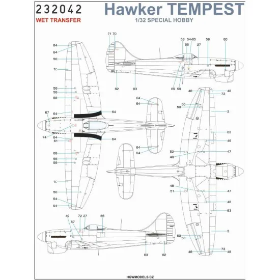 Hgw 232042 1/32 Decal For Hawker Tempest Mk.ii / Mk.v Accessories For Aircraft