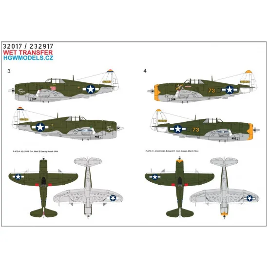 Hgw 232917 1/32 Decal For P-47d Razorback Over New Guinea, Pt.4 Wet Transfer Accessories For Aircraft