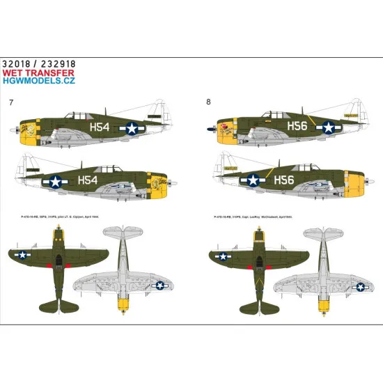 Hgw 232918 1/32 Decal For P-47d 58th Over New Guinea Wet Transfer