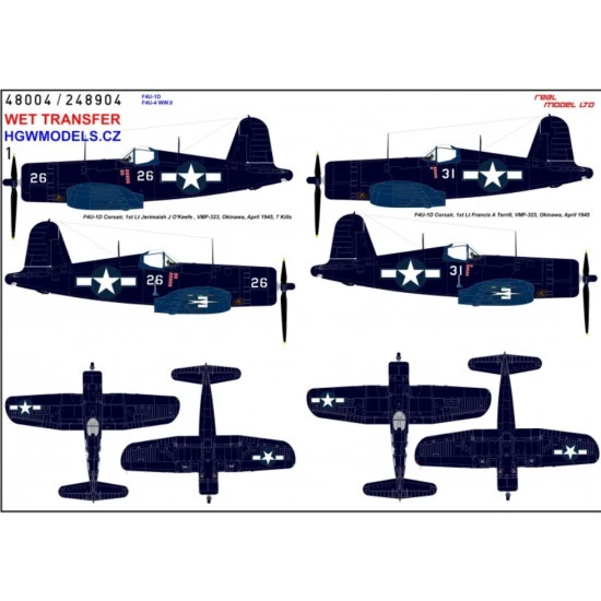 Hgw 248904 1/48 Decal For F4u-1d Corsair F4u-4 Ww.ii Wet Transfer