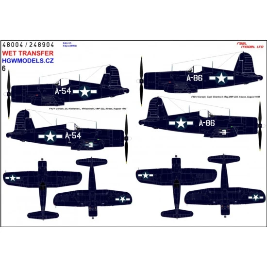 Hgw 248904 1/48 Decal For F4u-1d Corsair F4u-4 Ww.ii Wet Transfer