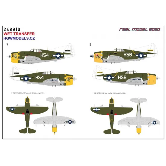 Hgw 248910 1/48 Decal For P-47d Razorback Over New Guinea And Saipan Wet Transfer