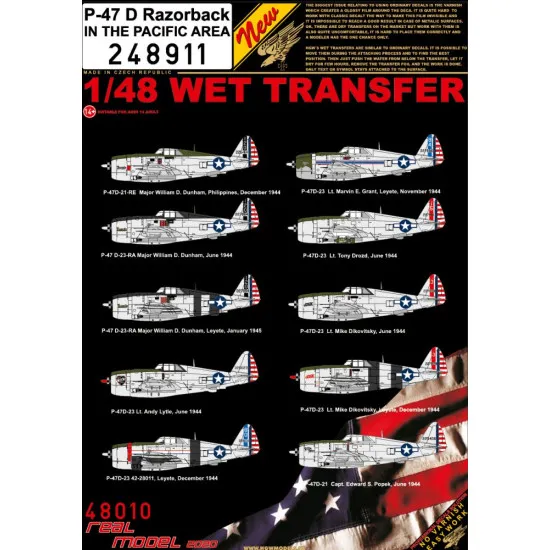 Hgw 248911 1/48 Decal For P-47d Razorback In The Pacific Wet Transfer