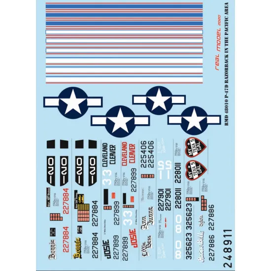 Hgw 248911 1/48 Decal For P-47d Razorback In The Pacific Wet Transfer