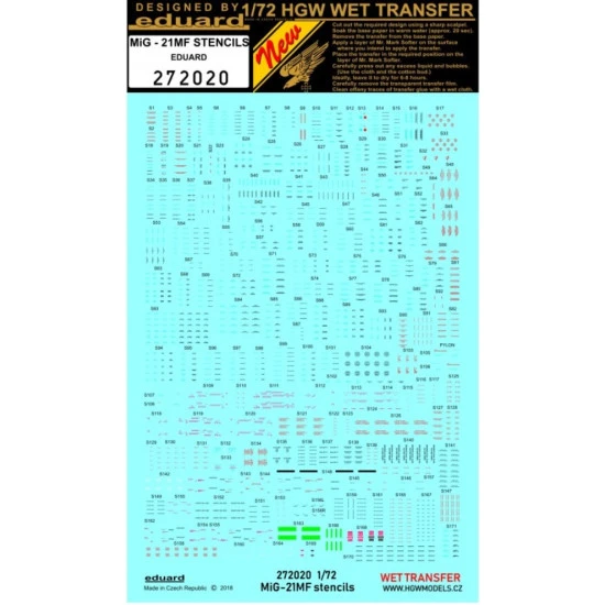 Hgw 272020 1/72 Decal For Mikoyan Mig-21mf Stencils For Eduard Wet Transfer