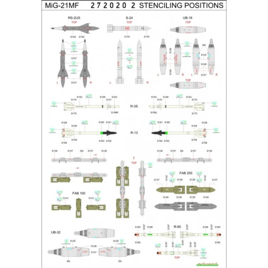Hgw 272020 1/72 Decal For Mikoyan Mig-21mf Stencils For Eduard Wet Transfer
