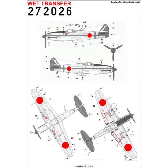 Hgw 272026 1/72 Decal For Kawasaki Ki-61-id Hien For Tamiya Wet Transfer
