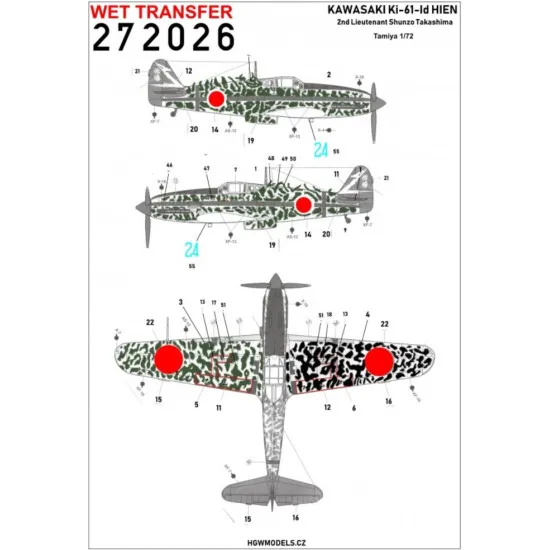Hgw 272026 1/72 Decal For Kawasaki Ki-61-id Hien For Tamiya Wet Transfer
