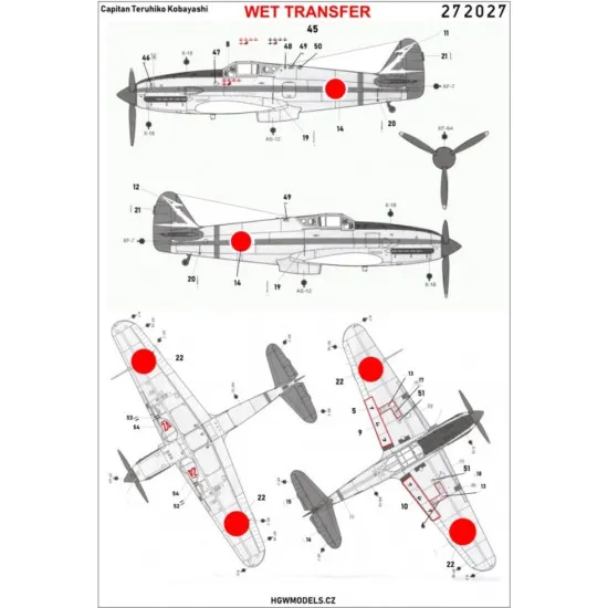 Hgw 272027 1/72 Decal For Ki-61-id Camouflage Wet Transfer Accessoreis Kit