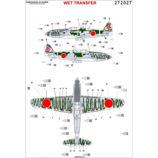Hgw 272027 1/72 Decal For Ki-61-id Camouflage Wet Transfer Accessoreis Kit