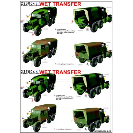 Hgw 235004 1/35 Decal For Scammell Pioneer R100 Artillery Tractor Wet Transfer