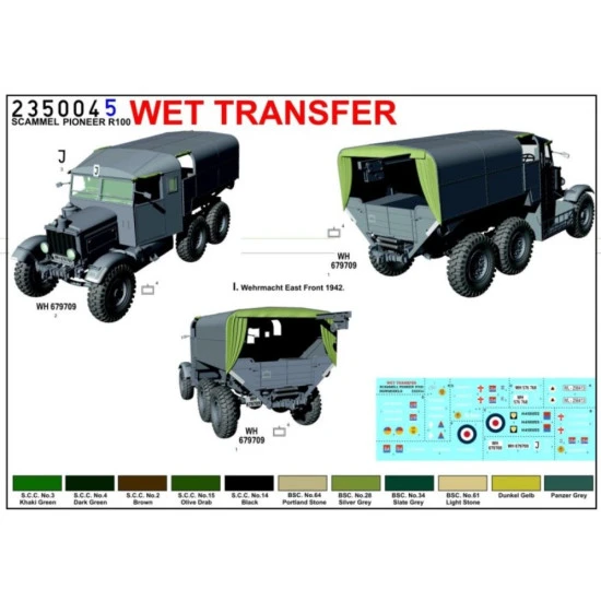 Hgw 235004 1/35 Decal For Scammell Pioneer R100 Artillery Tractor Wet Transfer