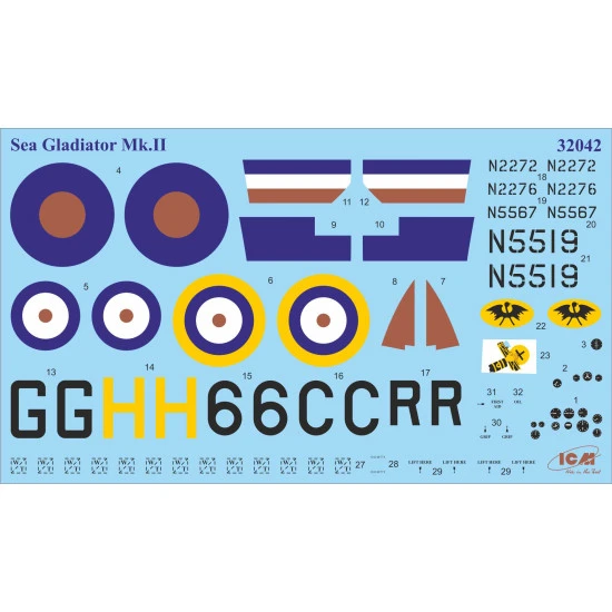 Icm 32045 1/32 Gloster Sea Gladiator Mk.ii With Royal Navy Pilots Plastic Model Kit