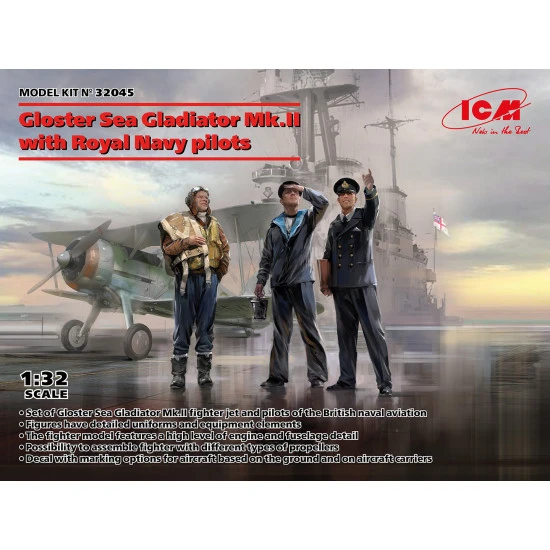 Icm 32045 1/32 Gloster Sea Gladiator Mk.ii With Royal Navy Pilots Plastic Model Kit