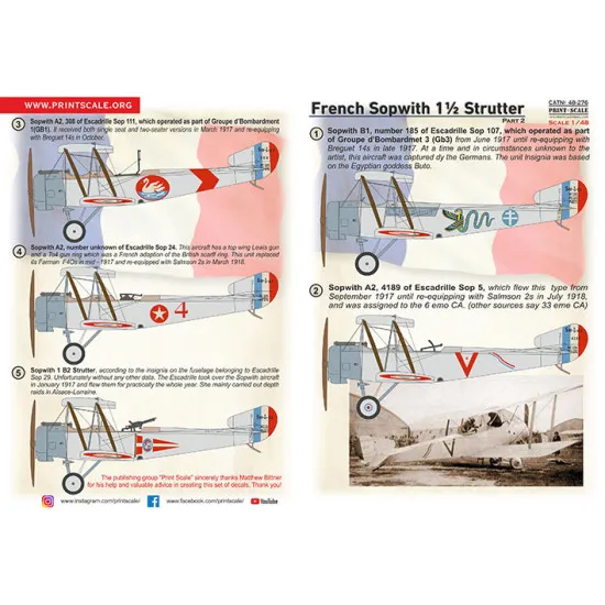 Print Scale 48-276 1/48 Sopwith 1 Strutter Decals Part 2
