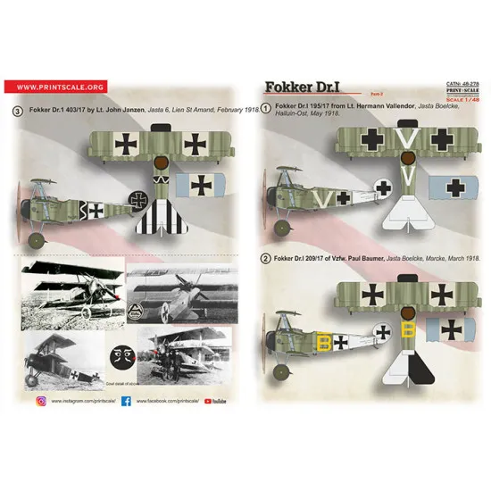 Print Scale 48-278 1/48 Fokker Dr. I Part 2