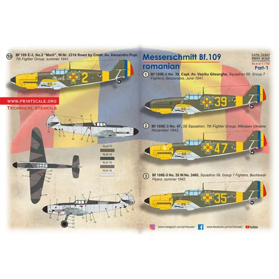 Print Scale 72-507 1/72 Bf 109 Roumains Part 1