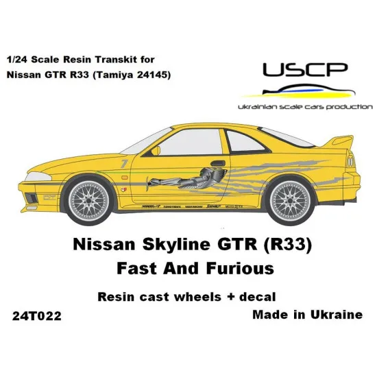 Uscp 24t022 1/24 Nissan Skyline Gtr R33 Fandf Wheels And Decal Resin Kit