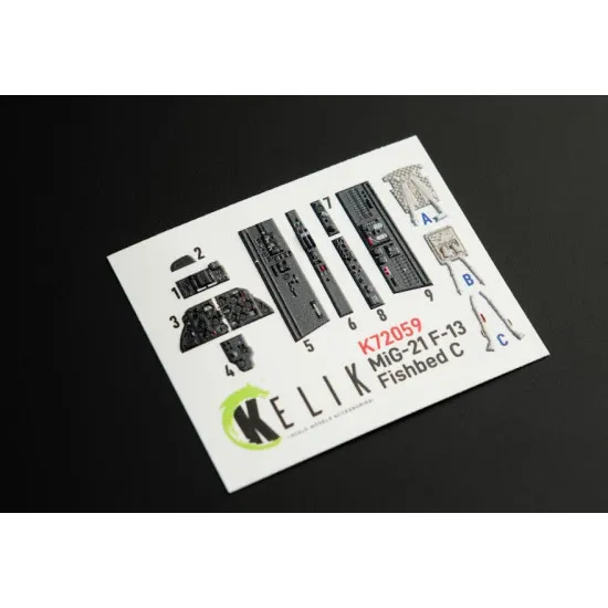 Kelik K72059 1/72 Mig21 F13 Interior 3d Decals For Revell Kit