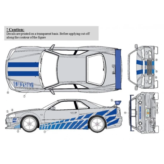 Uscp 24a061 1/24 Decal For Nissan Skyline Gtr R34 F/F2