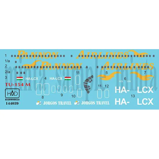 Had Models 144039 1/144 Decal For Tu-154 M Pannon Airlines Decal Sheet / Matrica