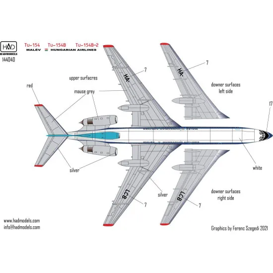 Had Models 144040 1/144 Decal For Tu-154 B/B-2 Malev Accessories Kit