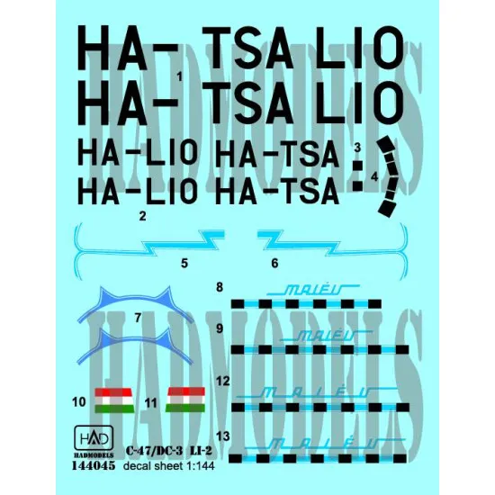Had Models 144045 1/144 Decal For C-47/Li-2 Malev Ha-tsa Ha-lio For Eastern Express