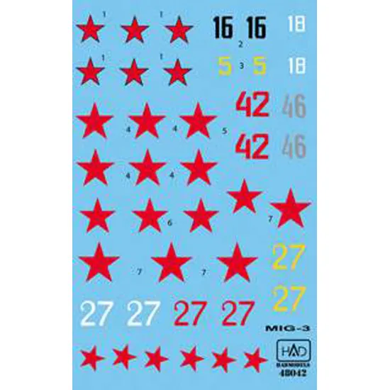 Had Models 72042 1/72 Decal For Mig-3 Silver 46 White 18 Black 16 Red 42 Red 27