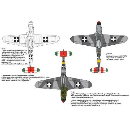 Had Models 72065 1/72 Decal For Messerschmitt Bf 109 F-4/B Yellow 17 V03 V07 Yellow 7