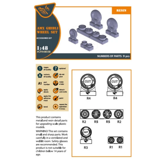 Clear Prop 48038 1/48 Amx Ghibli Wheelset For Kinetic Hobbyboss Kits Accessories