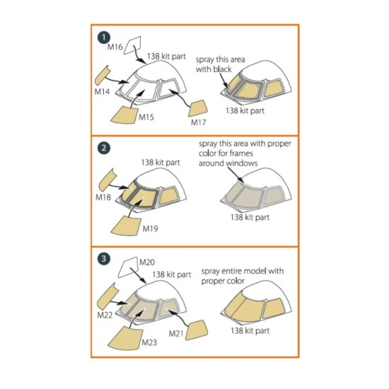 Clear Prop 72114 1/72 Emb145 Painting Mask On Yellow Kabuki Paper For Amodel Kits