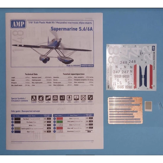 Amp 48-026 1/48 British Racing Seaplane Supermarine S6a Plastic Model Kit