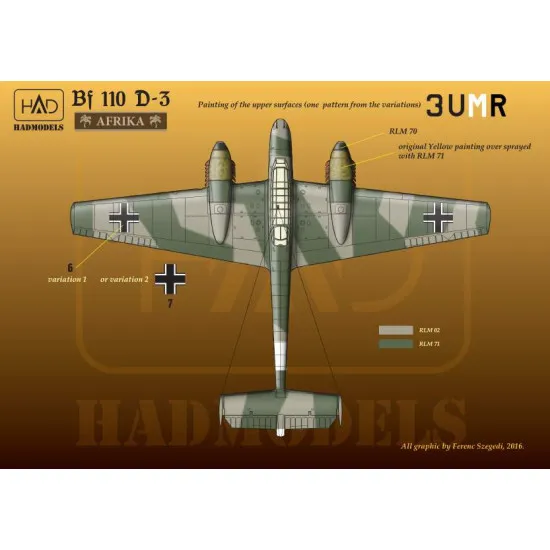 Had Models 72152 1/72 Decal For Messerschmitt Bf 110 D-3 Afrika Part 1