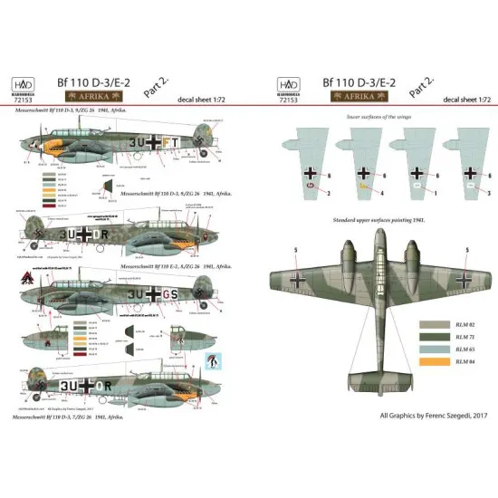Had Models 72153 1/72 Decal For Bf 110 D-3 Part 2 Accessories Kit