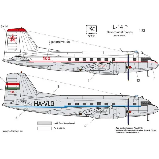 Had Models 72191 1/72 Decal For Il-14 P Government Plane Accessories Kit