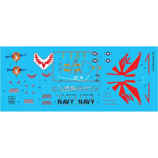 Had Models 72194 1/72 Decal For F-14a Vf111 Sundowners Miss Molly Accessories Had Models 72194 1/72 Decal For F-14a Vf111 Sundowners Miss Molly Accessories