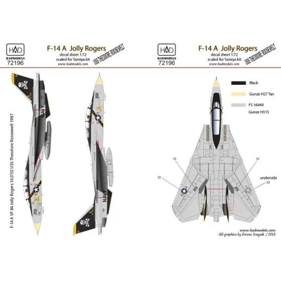 Had Models 72196 1/72 Decal For F-14a Vf-84 Jolly Rogers Accessories Kit