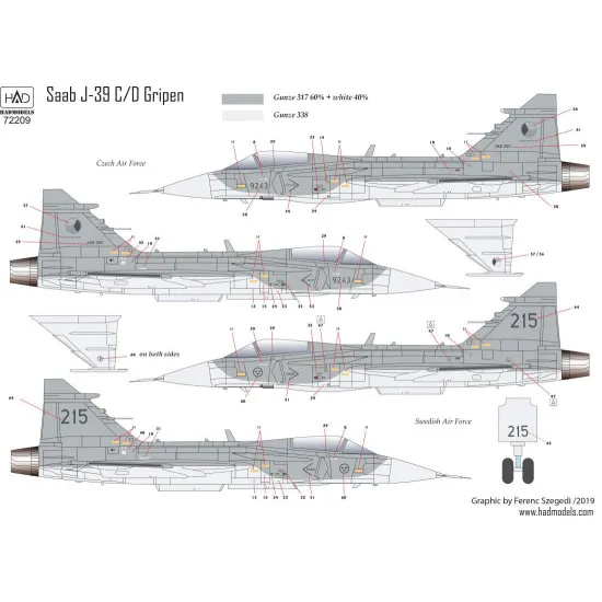 Had Models 72209 1/72 Decal For Jas-39 Gripen Tigermeet Accessories Kit