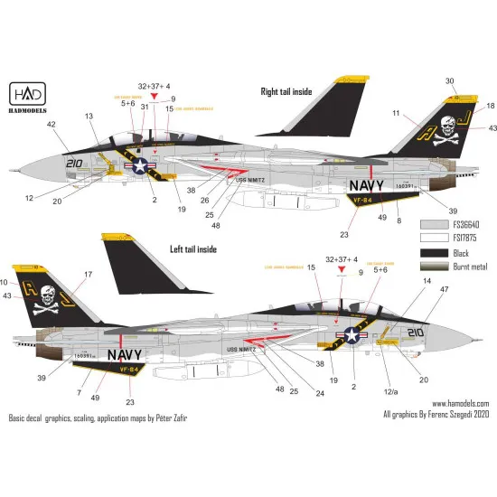Had Models 72216 1/72 Decal For F-14a Jolly Rogers / Uss Nimitz Accessories Kit