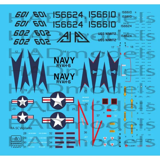 Had Models 72220 1/72 Decal For Ra-5c Vigilante Uss Nimitz 1978 Accessories Had Models 72220 1/72 Decal For Ra-5c Vigilante Uss Nimitz 1978 Accessories