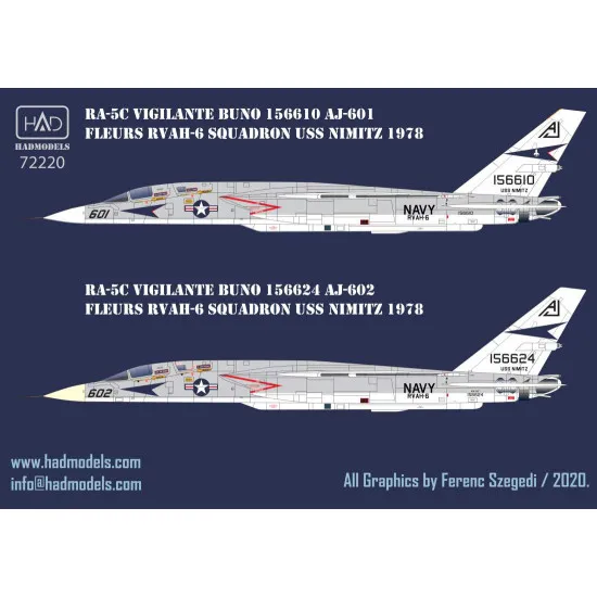 Had Models 72220 1/72 Decal For Ra-5c Vigilante Uss Nimitz 1978 Accessories Had Models 72220 1/72 Decal For Ra-5c Vigilante Uss Nimitz 1978 Accessories