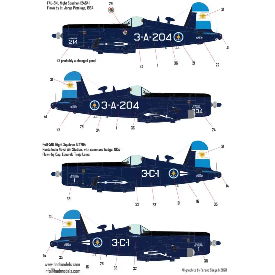 Had Models 72229 1/72 Decal For F4u-5n / Nl Argentine Naval Corsairs
