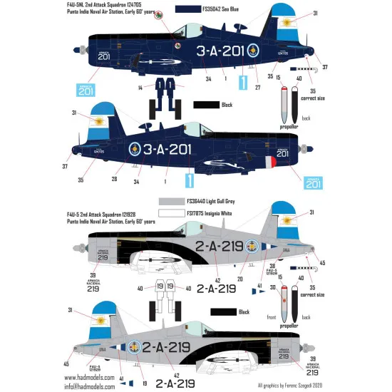 Had Models 72229 1/72 Decal For F4u-5n / Nl Argentine Naval Corsairs